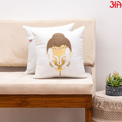 metallic buddha cushion white2