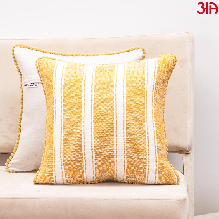 white yellow stripe cushion