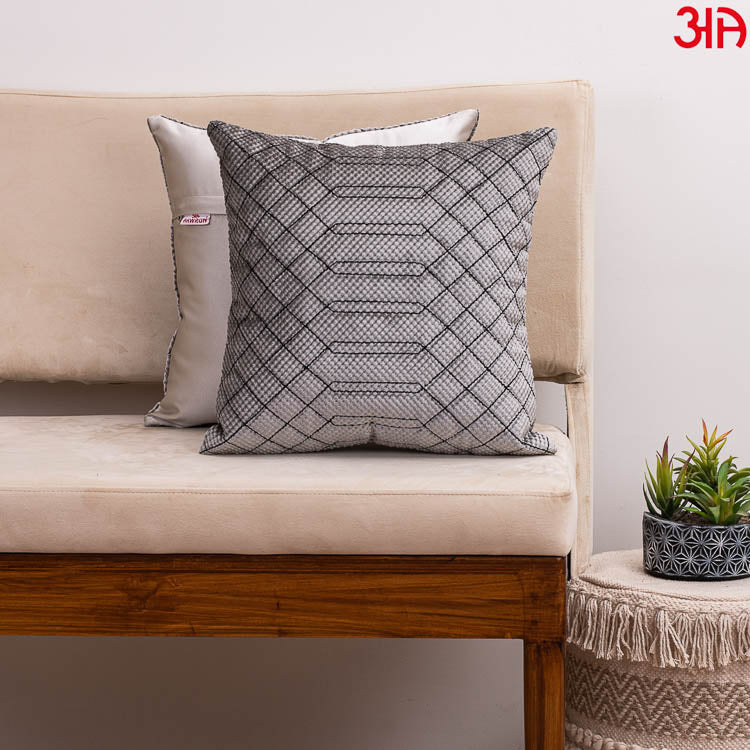 grey textured crochet cushion cover2