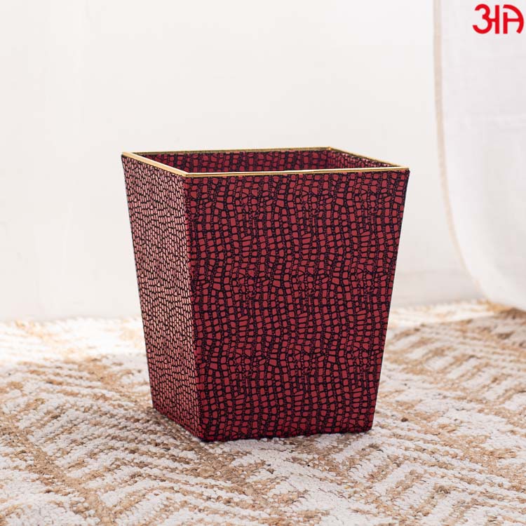 Maroon Vegan Leather Dustbin