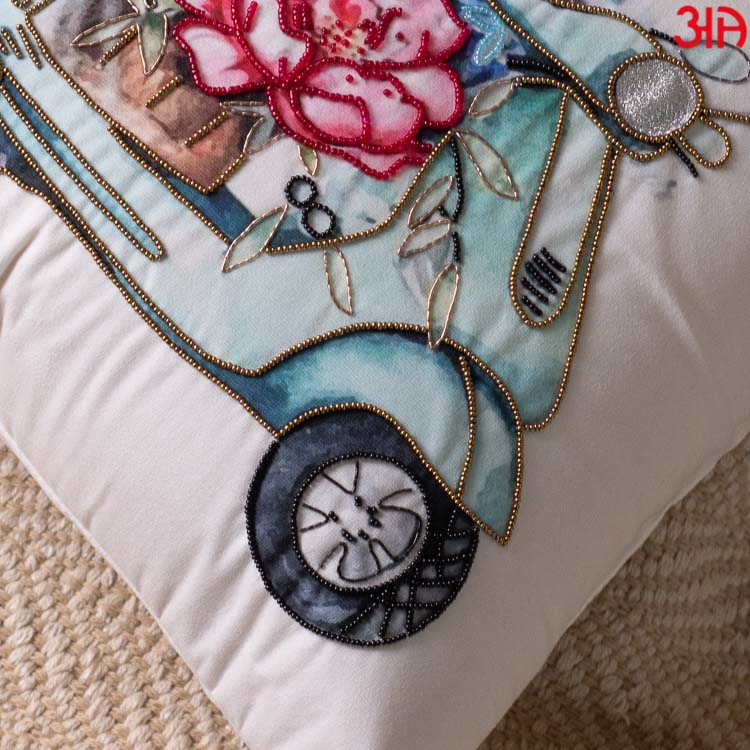 decorated vespa design cushion