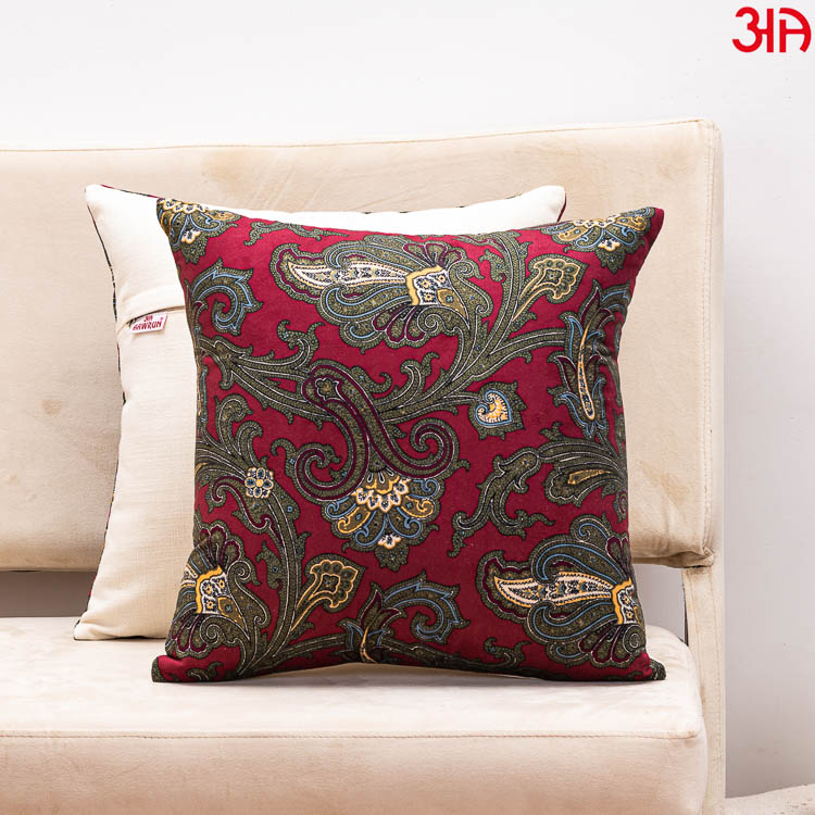 digital printed velvet cushion grey red