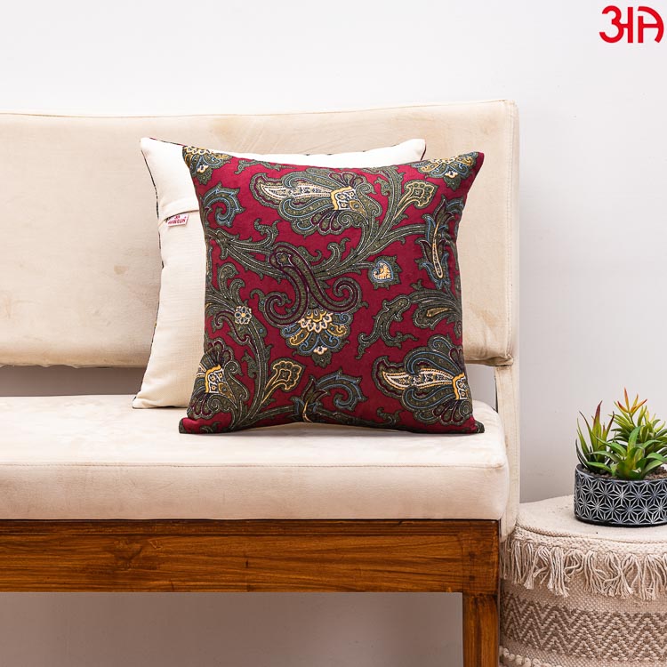 digital printed velvet cushion grey red2