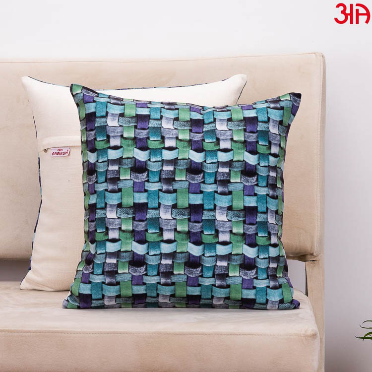 digital printed velvet cushion green