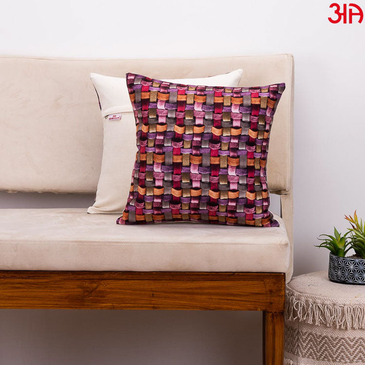 digital printed velvet cushion maroon