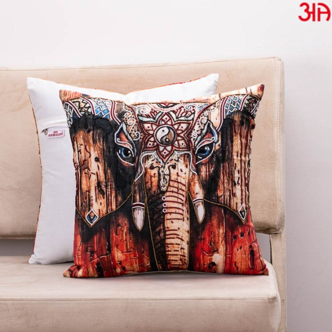 Elephant Mandala Design Cushion Cover