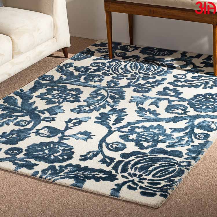 Floral Printed Jute Woolen Embossed Carpet