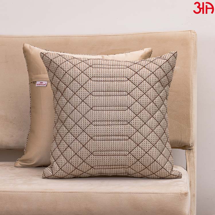 Geometric pattern beige cushion