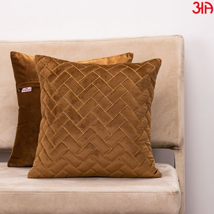 gold cushion cover with zig zag pattern