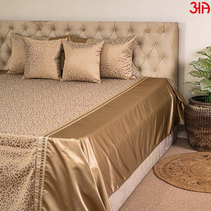jacquard mix golden bed cover 4