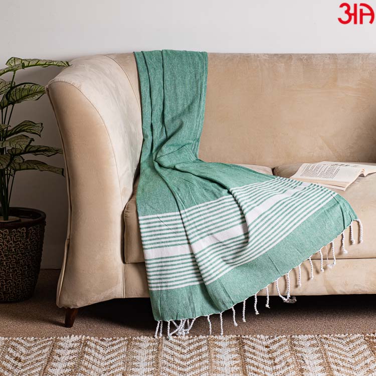 green cotton throw for sofa