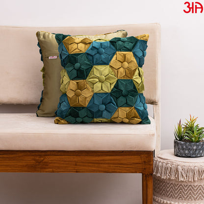 Green cushion with hexagon pattern2