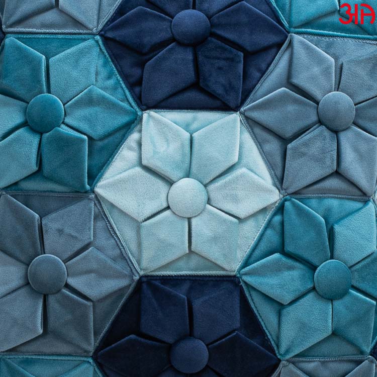 Blue cushion with hexagon pattern3