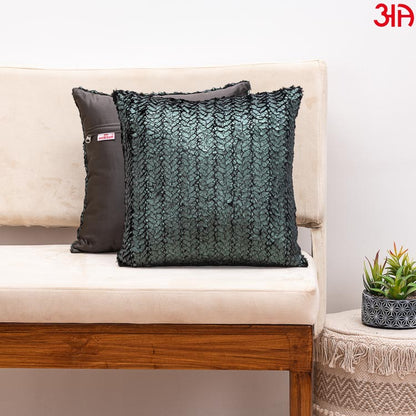 green metallic fur cushion cover2