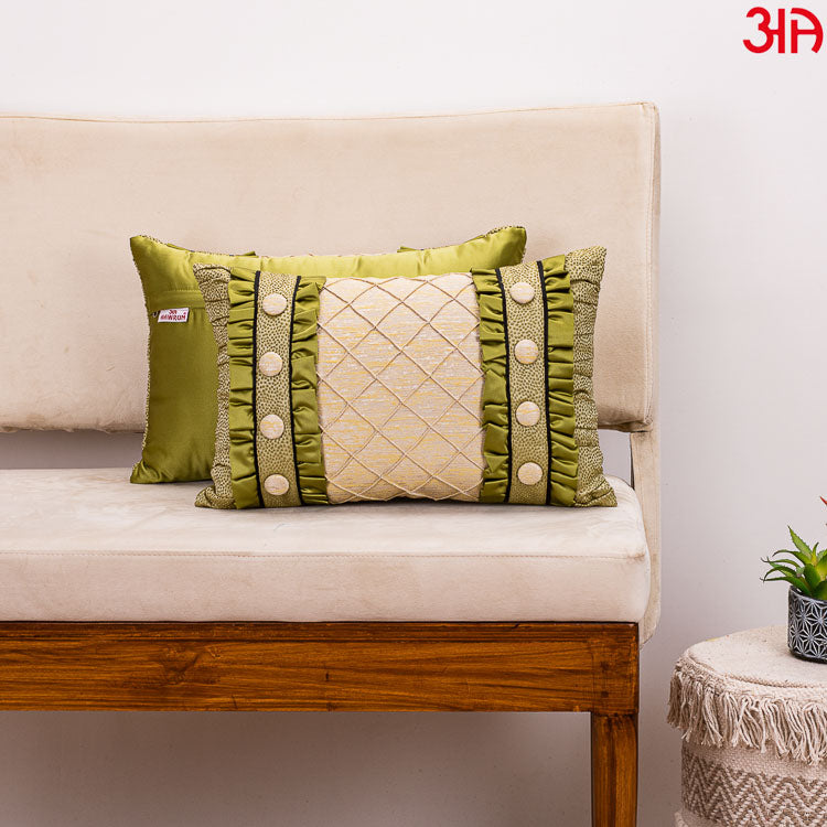 Both Side Frill Belt Rectangle Cushion Cover Aawrun