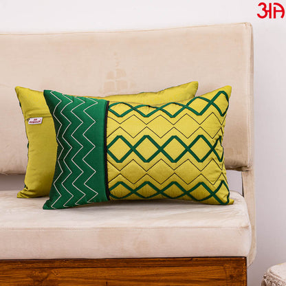 green zig zag 12x18 cushion