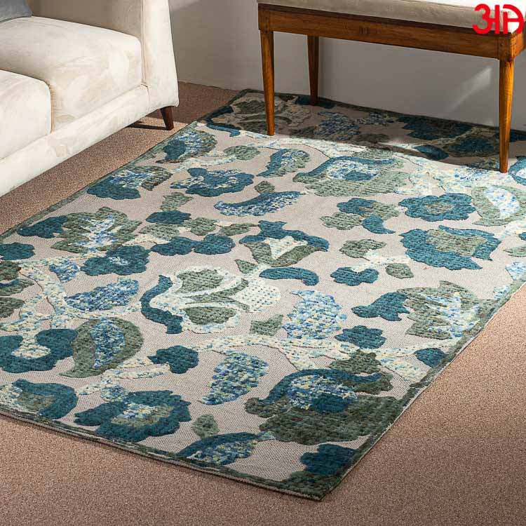 green woolen carpet floral design