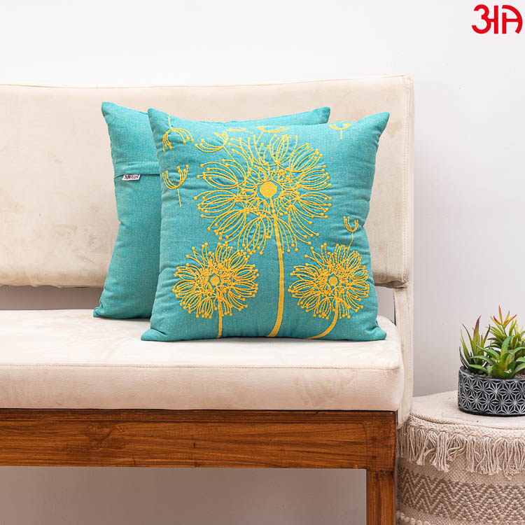 green yellow dandelion cushion cover2