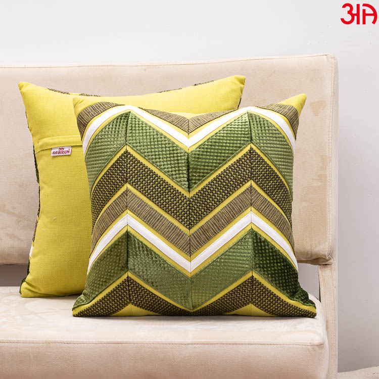 green zig zag pattern cushion