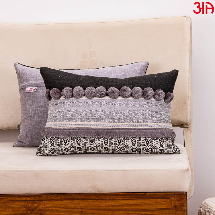 Stylish Pom Pom Ruffle Cushion Cover