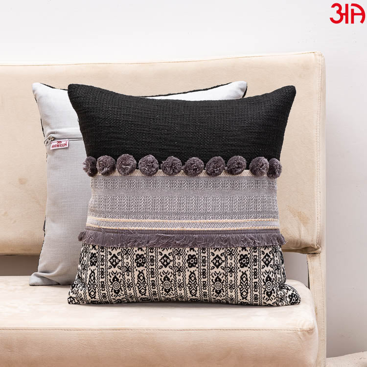 Stylish Pom Pom Ruffle Cushion Cover