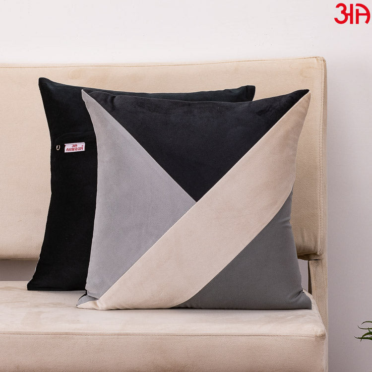 Grey black triangle block cushion