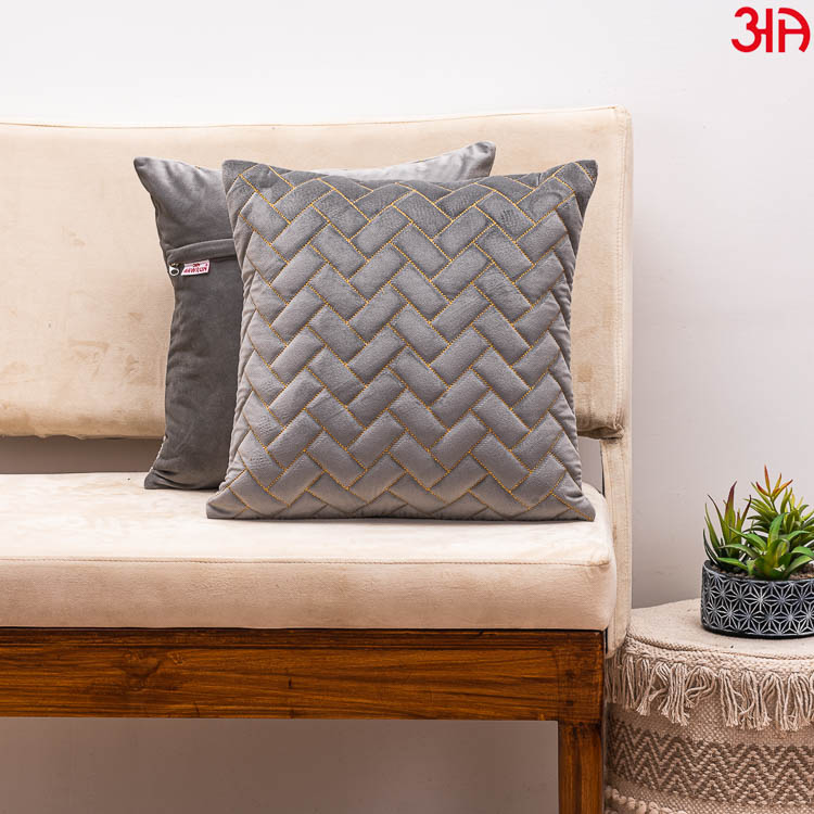 grey zig zag quilted zari cushion covers2