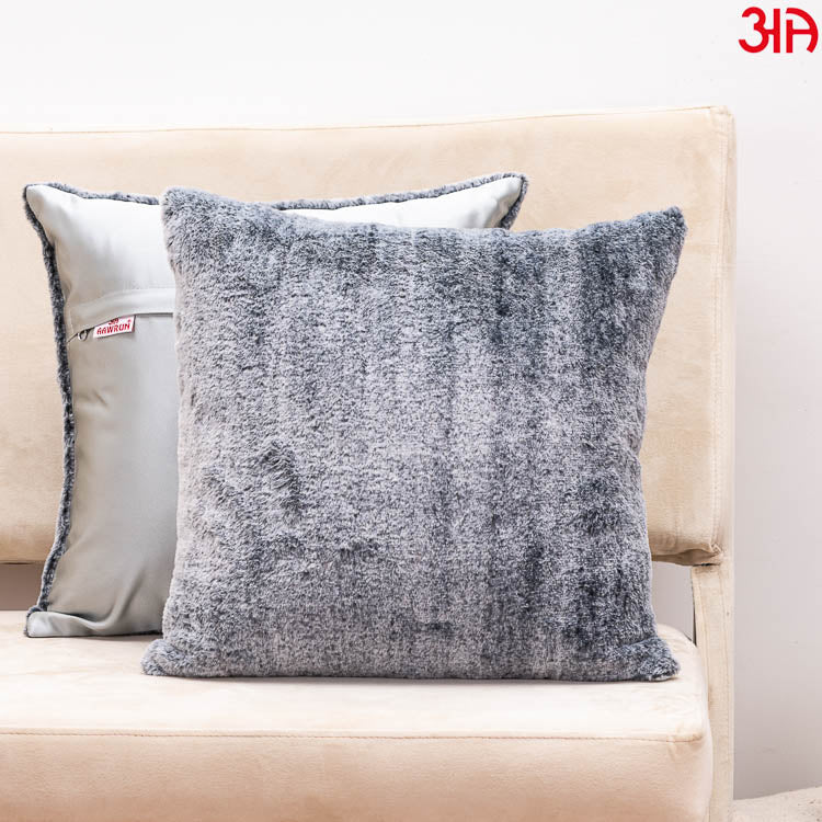 brown fur cushion cover grey