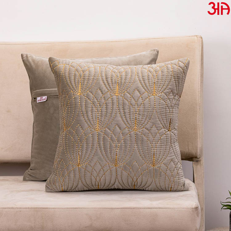 Grey Lotus Zari Cushions