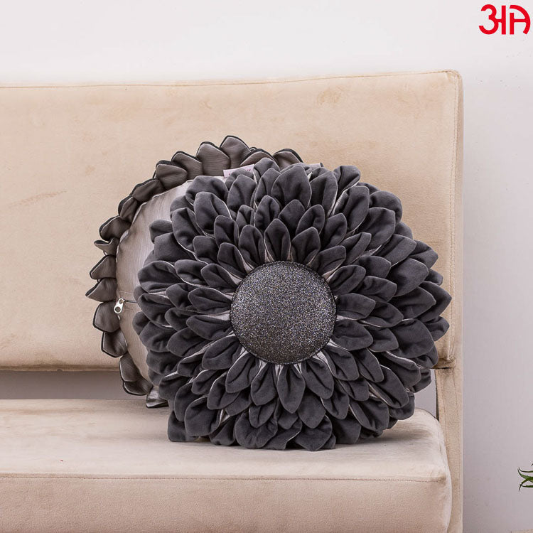 grey sunflower round cushion