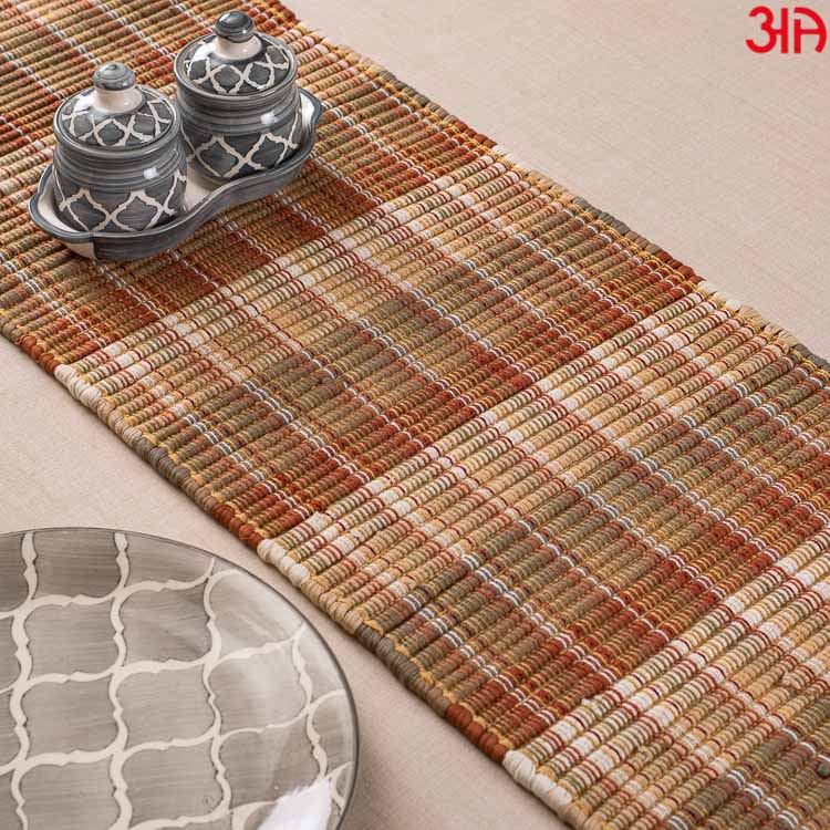 handloom cord table runner rust2