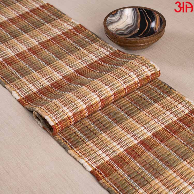 handloom cord table runner rust3.