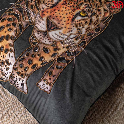 Elegant Jaguar Design Handwork Cushion Cover