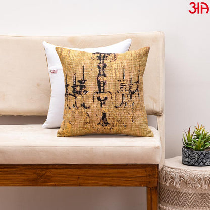 Yellow Jhumar jute cushion cover2