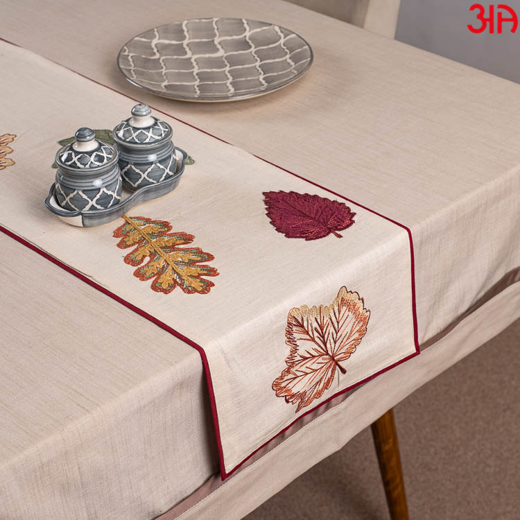 leaf embellished table runner