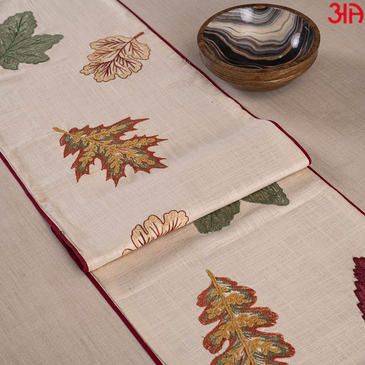 Leaf Embellished Exclusive Table Runner