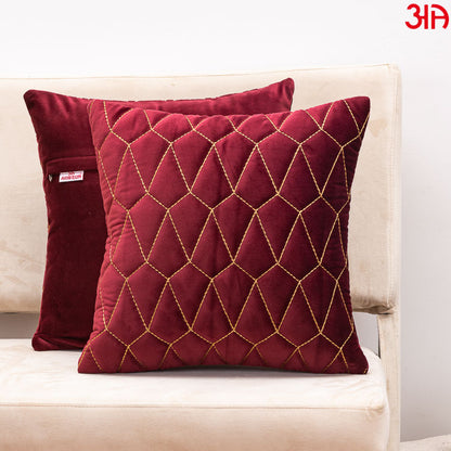 Premium Zari Diamond Cut Velvet Cushion Cover