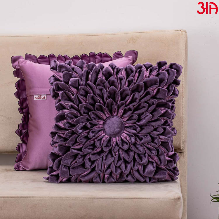 mauve sunflower cushion cover