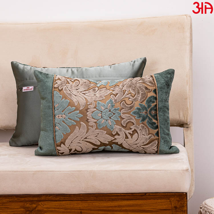 mint floral velvet cushion cover