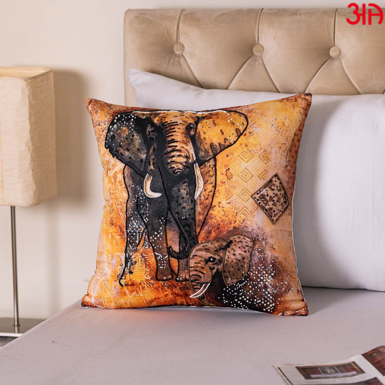 mother elephant design cushion cover