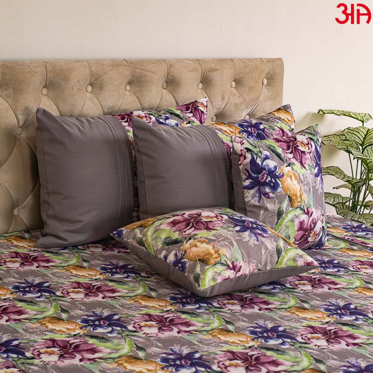 multi floral cotton bed cover2