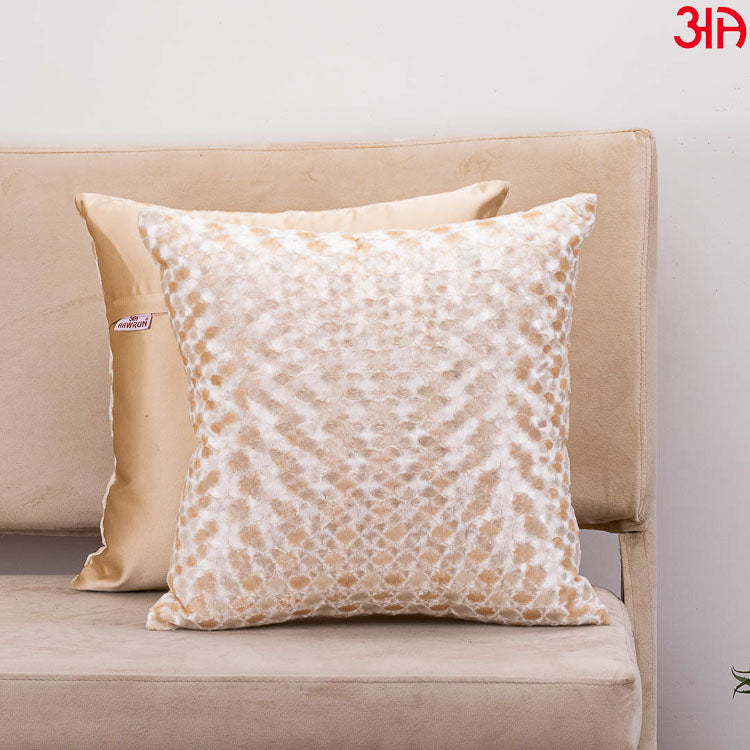 off white rose fur cushion cover