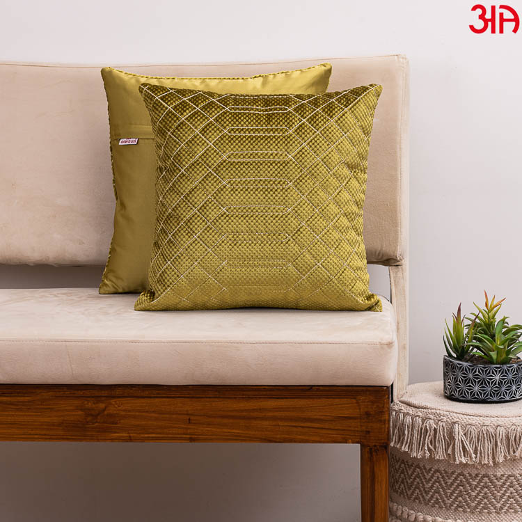 olive textured crochet cushion cover2