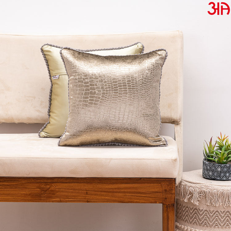 Olive Snake Skin Textured Cushion2