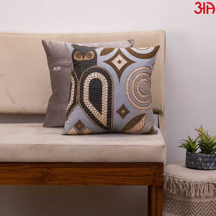 owl design olive cushions2