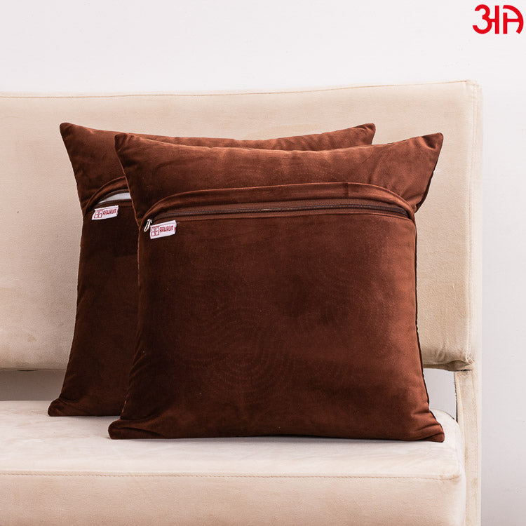 brown-gold pearl work cushions4