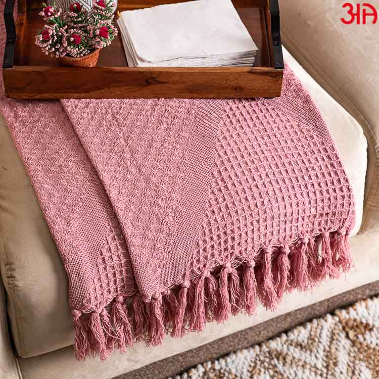 pink cotton throws for sofa