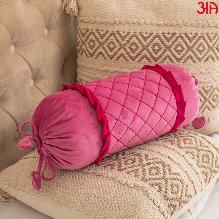 pink velvet bolster cover