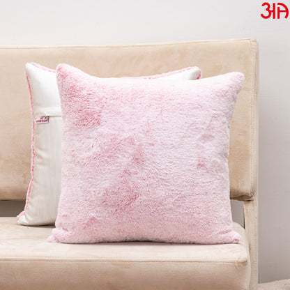 brown fur cushion cover white pink