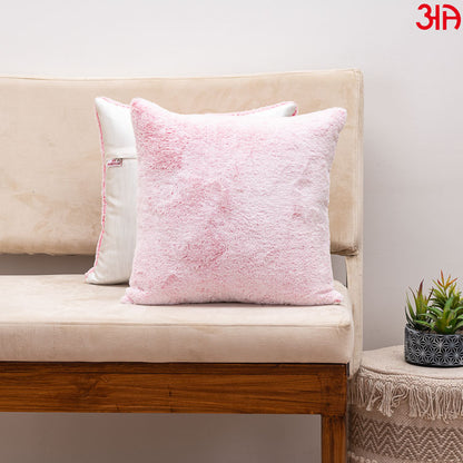 brown fur cushion cover white pink2